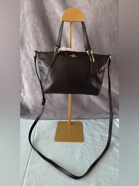 Coach Black Pebbled Leather Mini Kelsey Crossbody with Gold Tone Hardware NWT